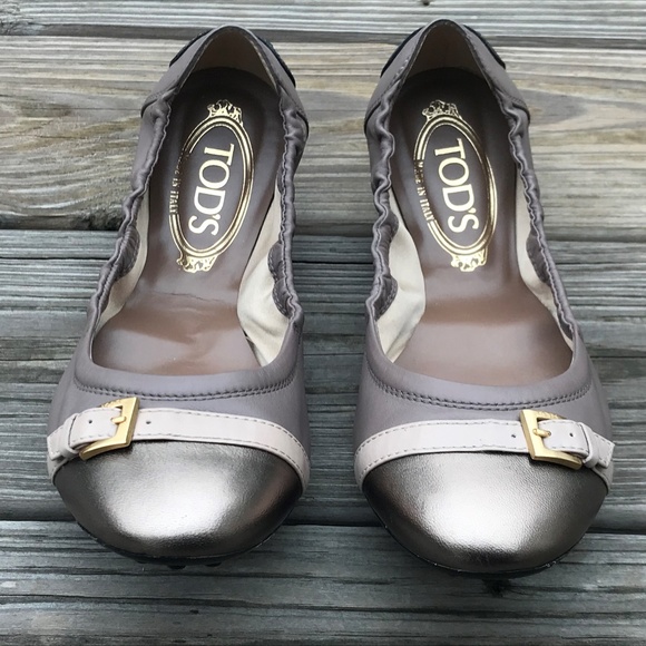 TOD'S Women Flat Shoes Patent/Suede Leather Ballet - Picture 4 of 8